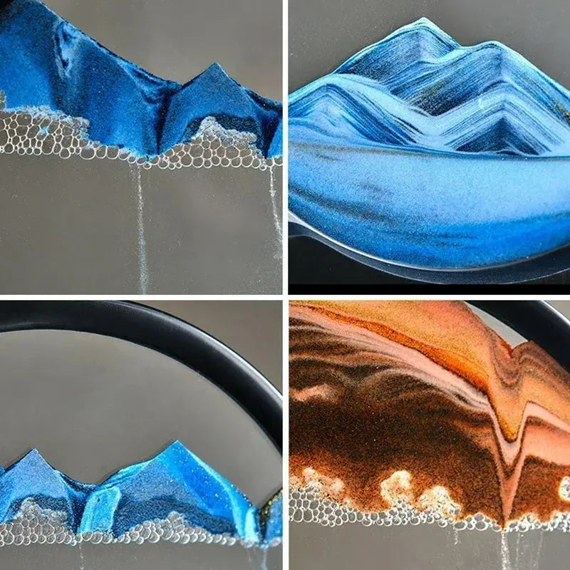 Bewegende Zandkunst 25×20 cm Decoratief Glasframe Ontspanningsbeeld Vier Kleuren Woonaccessoire Bureaudecoratie | Sulvida