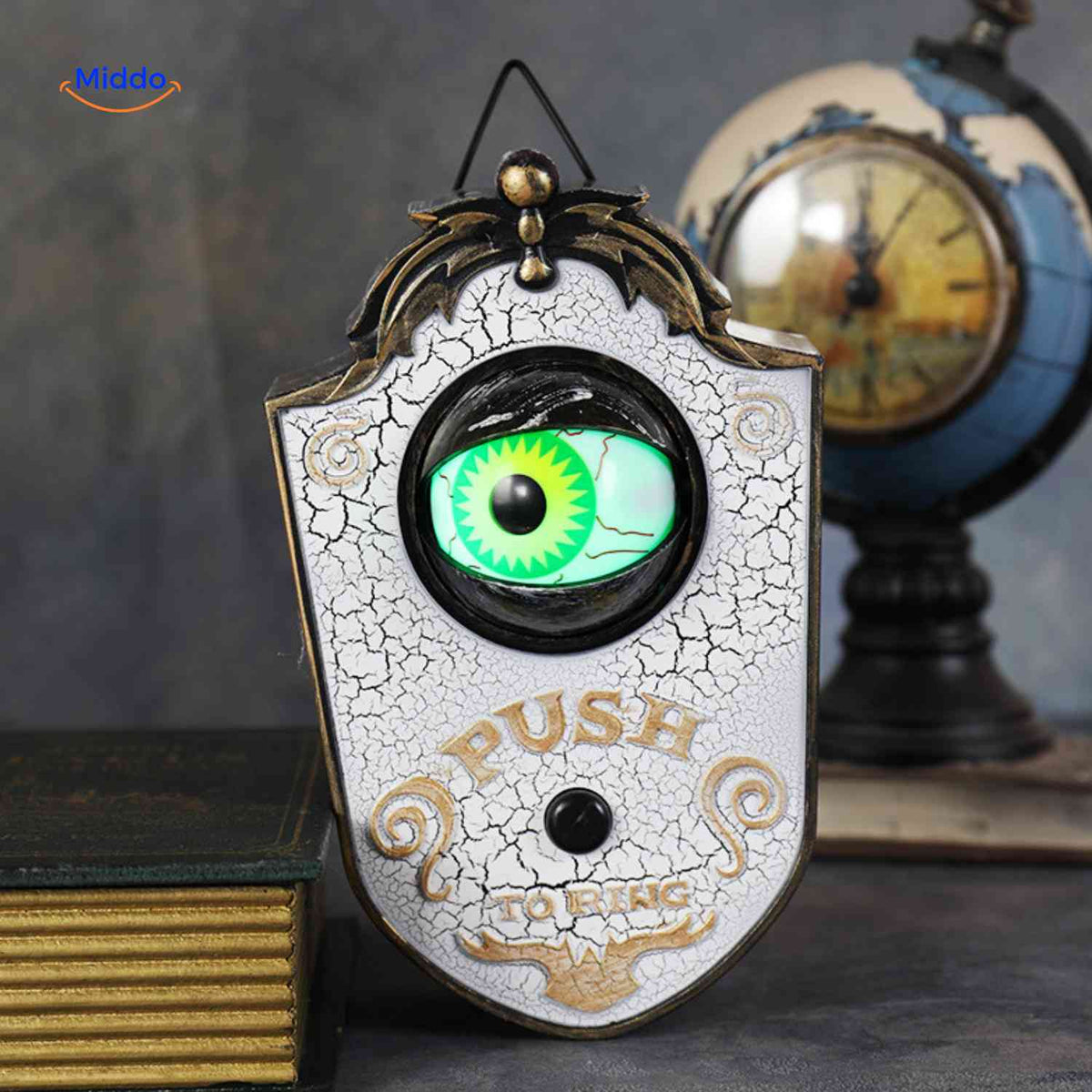 Decoratieve Oogdeurbel Halloween Gotisch PVC Goud Zwart Lichteffect Geluid Ophangbaar Herbruikbaar Deur | Sulvida