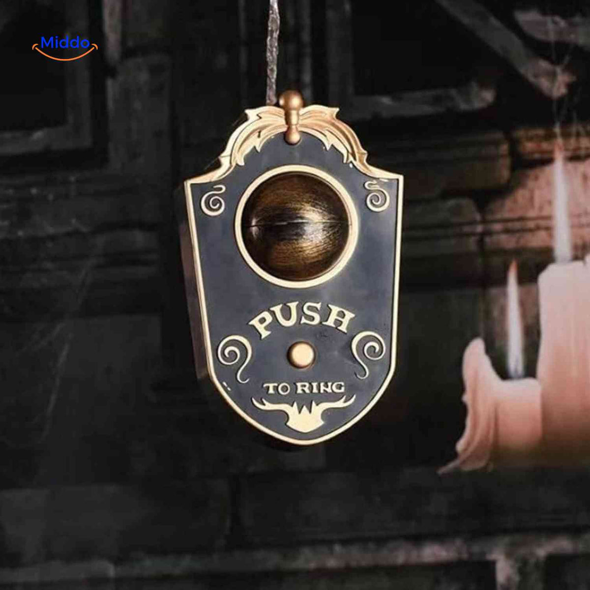 Decoratieve Oogdeurbel Halloween Gotisch PVC Goud Zwart Lichteffect Geluid Ophangbaar Herbruikbaar Deur | Sulvida