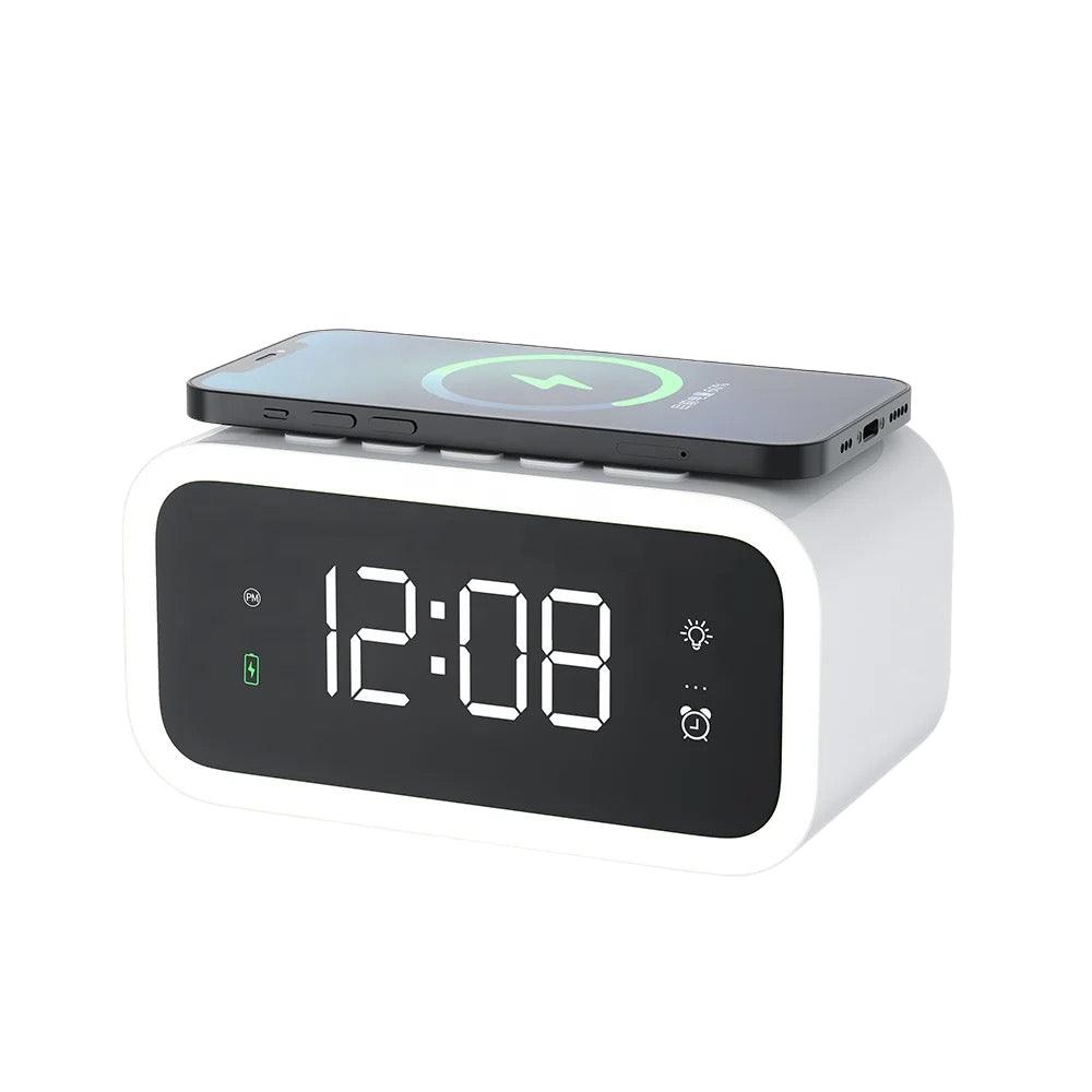 Digitale Wekker met Draadloos Qi-Oplaadstation – LED-Display met Dimbaar Licht voor Slaapkamer en Nachtkastje | Sulvida