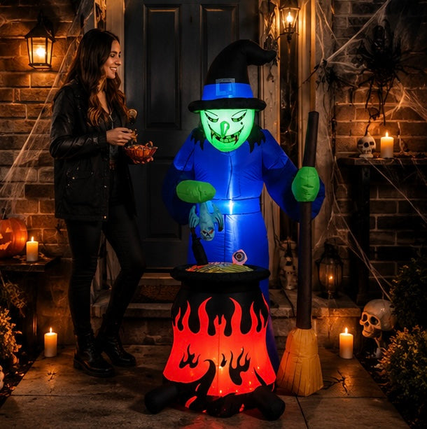 Opblaasbare Heks Tuindecoratie 360cm met LED Verlichting Halloween Yard Feest Thema Decoratie Buiten Tuin | Sulvida
