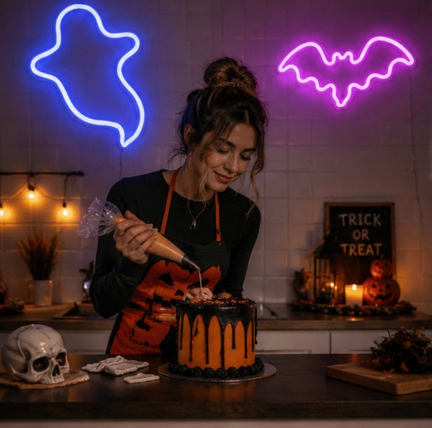 LED Neonlamp Vleermuis Spook Figuur Nachtlampje Sfeerlicht Kinderkamer Halloween Decoratie Tafel USB Lamp | Sulvida