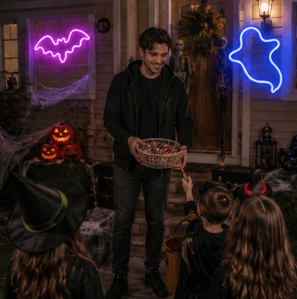 LED Neonlamp Vleermuis Spook Figuur Nachtlampje Sfeerlicht Kinderkamer Halloween Decoratie Tafel USB Lamp | Sulvida