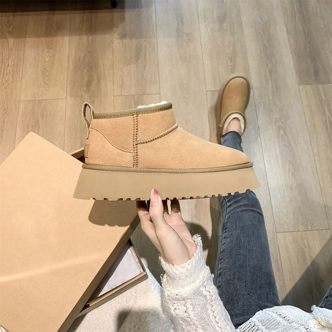 Bottes d’hiver pour femme en daim, doublées de laine de mouton, chaudes, imperméables et confortables, bottines noires, marron et grises | Sulvida