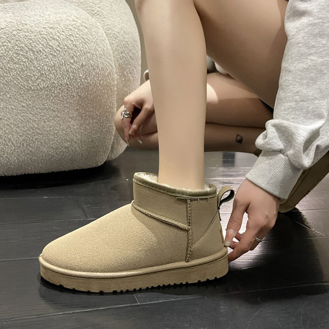 Bottes d’hiver pour femme en daim, doublées de laine de mouton, chaudes, imperméables et confortables, bottines noires, marron et grises | Sulvida