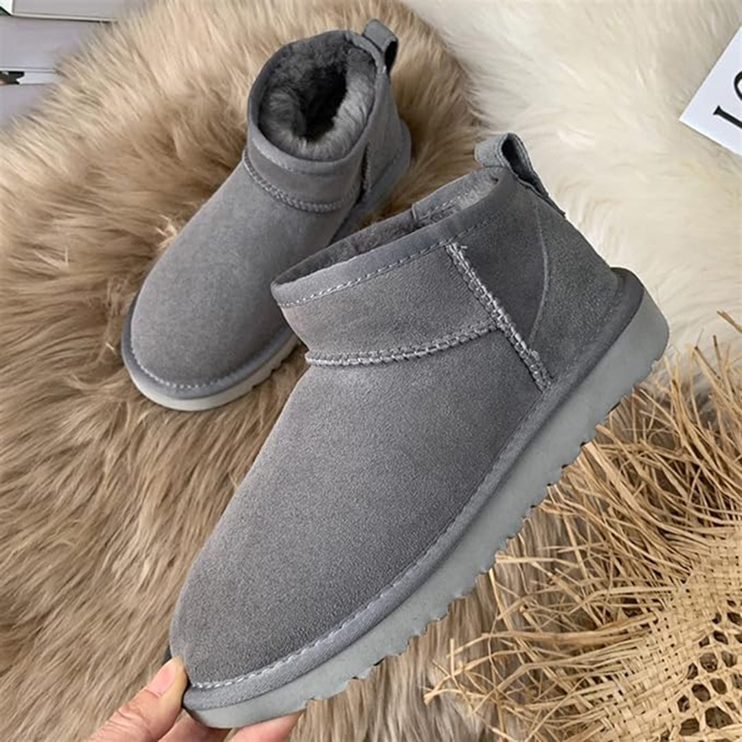 Bottes d’hiver pour femme en daim, doublées de laine de mouton, chaudes, imperméables et confortables, bottines noires, marron et grises | Sulvida