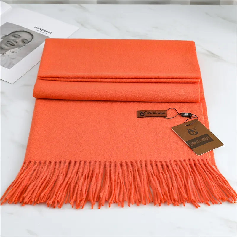 Écharpe de luxe en cachemire, chaude et élégante, 190x68cm, fine et douce, écharpe d’hiver pour femme et homme, accessoire élégant, 10 couleurs | Sulvida