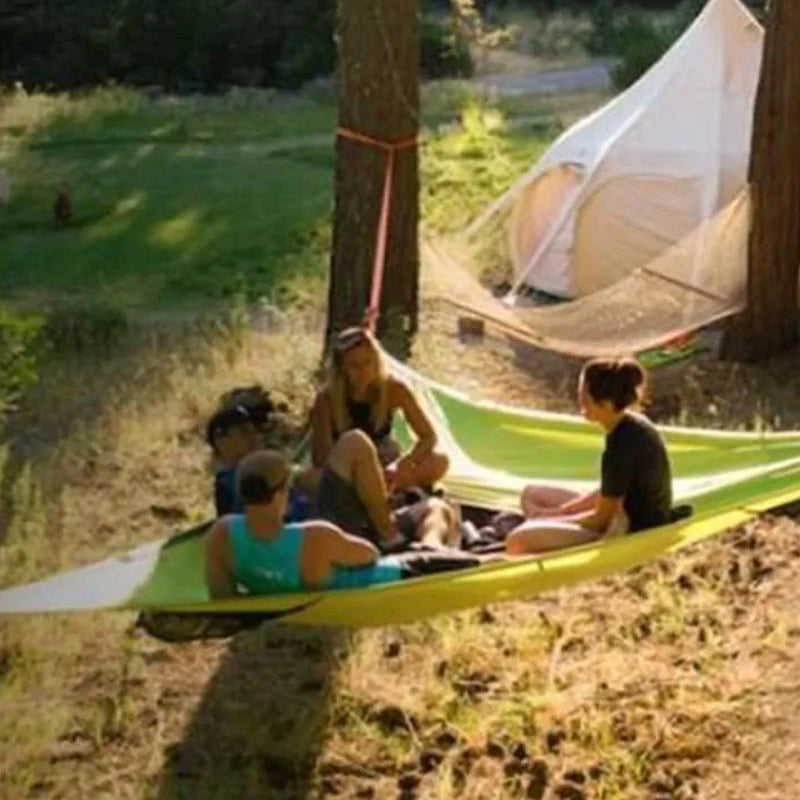 Driepersoons Hangmat met Drie-Punts Ankerophangsysteem voor Camping & Tuin | Natuurlijke Nylon Outdoor | Sulvida