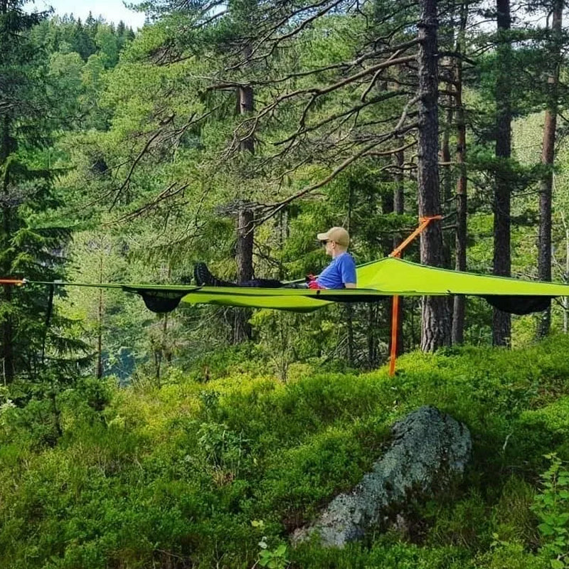 Driepersoons Hangmat met Drie-Punts Ankerophangsysteem voor Camping & Tuin | Natuurlijke Nylon Outdoor | Sulvida