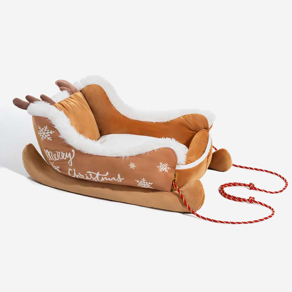 Hondenbed Slee Vorm Pluche Hondenmand Kerstthema Ligplaats Knuffelig Antislip Huisdier Dekbed Velours | Sulvida