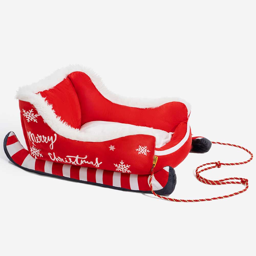Hondenbed Slee Vorm Pluche Hondenmand Kerstthema Ligplaats Knuffelig Antislip Huisdier Dekbed Velours | Sulvida