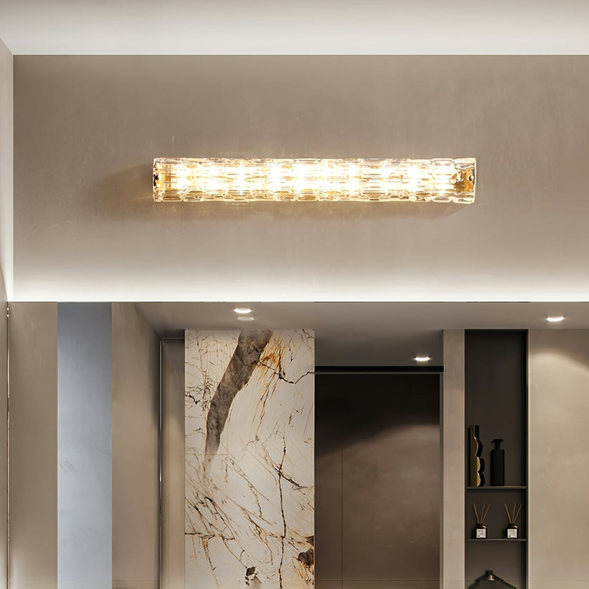 Wandlamp Gouden Messing met Glazen Kap 45-60cm Warm Wit LED Verlichting voor Woonkamer Slaapkamer Hal | Sulvida