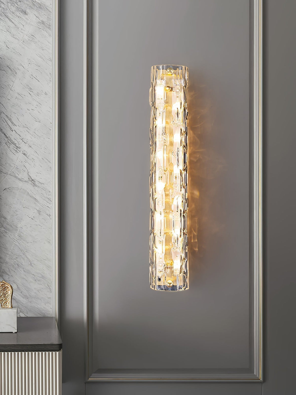 Wandlamp Gouden Messing met Glazen Kap 45-60cm Warm Wit LED Verlichting voor Woonkamer Slaapkamer Hal | Sulvida