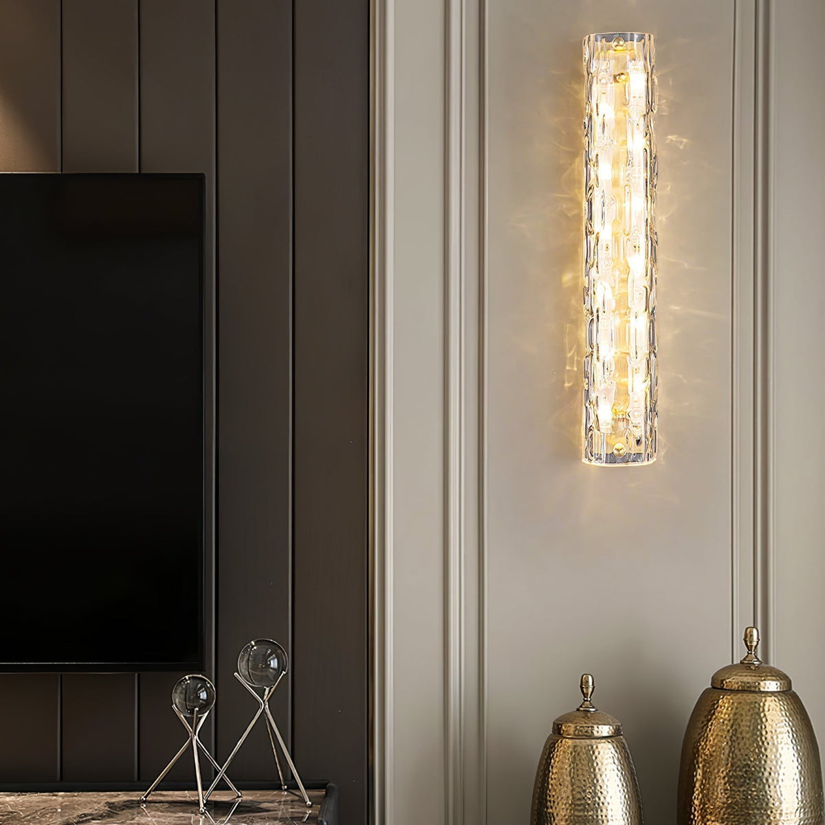 Wandlamp Gouden Messing met Glazen Kap 45-60cm Warm Wit LED Verlichting voor Woonkamer Slaapkamer Hal | Sulvida