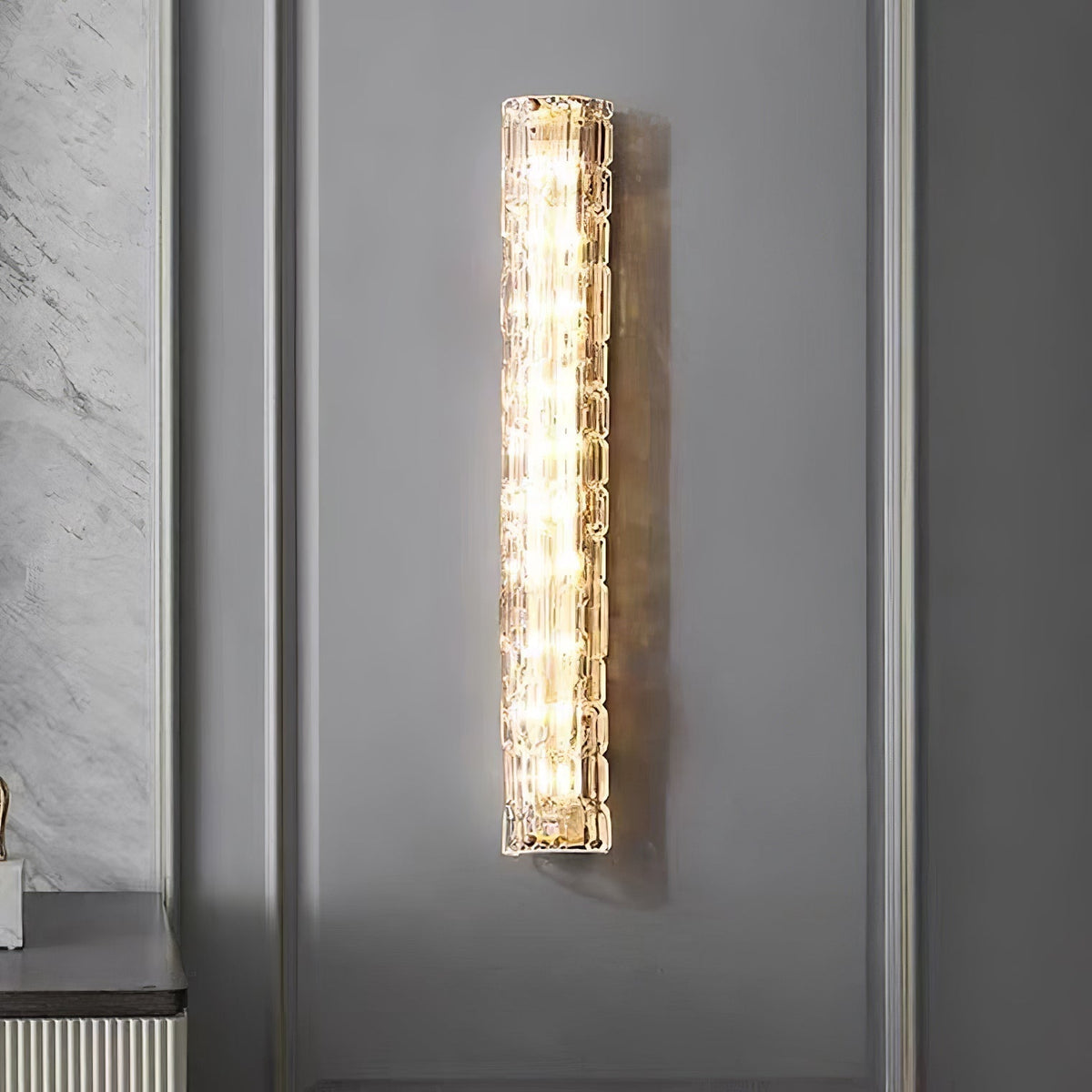 Wandlamp Gouden Messing met Glazen Kap 45-60cm Warm Wit LED Verlichting voor Woonkamer Slaapkamer Hal | Sulvida