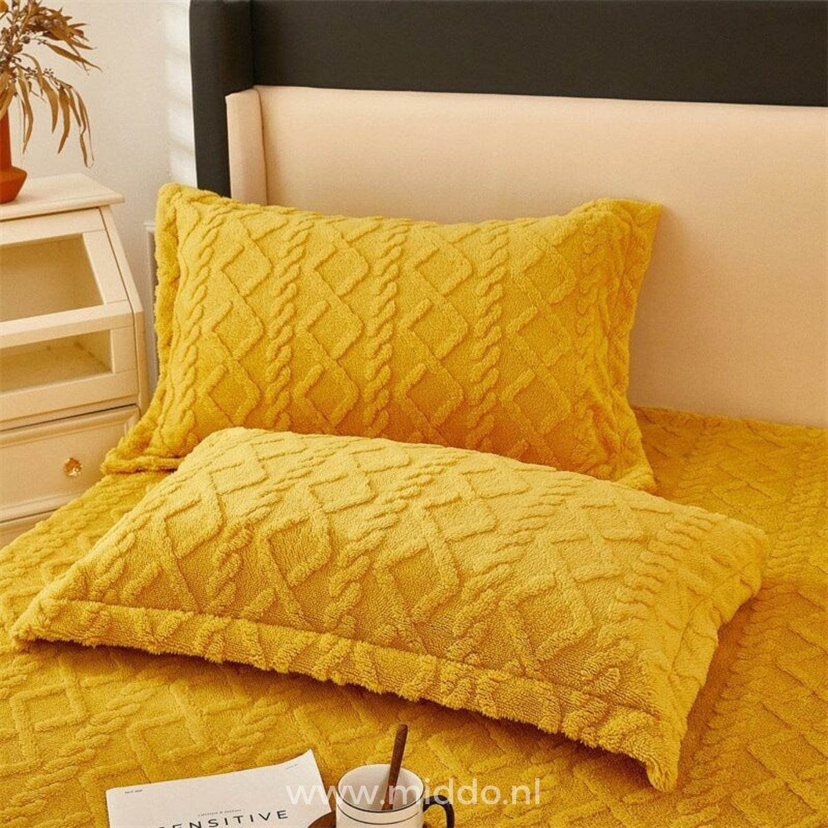 Fluwelen Fleece Hoeslaken met Kussenslopen Warm Zacht Beddengoed Luxe Winter Slaapcomfort Eenpersoons Tweepersoons | Sulvida