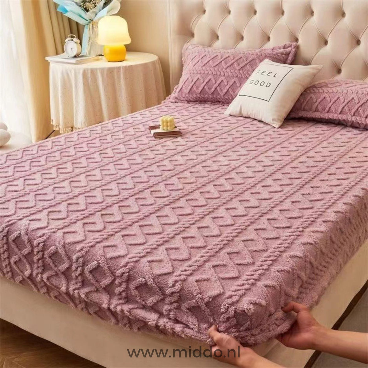Fluwelen Fleece Hoeslaken met Kussenslopen Warm Zacht Beddengoed Luxe Winter Slaapcomfort Eenpersoons Tweepersoons | Sulvida