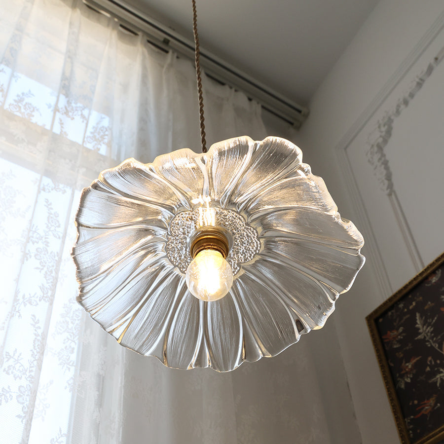 Glazen Hanglamp Bloem met Messing Details Plafondlamp Eetkamer Slaapkamer Woonkamer Retro Verlichting | Sulvida