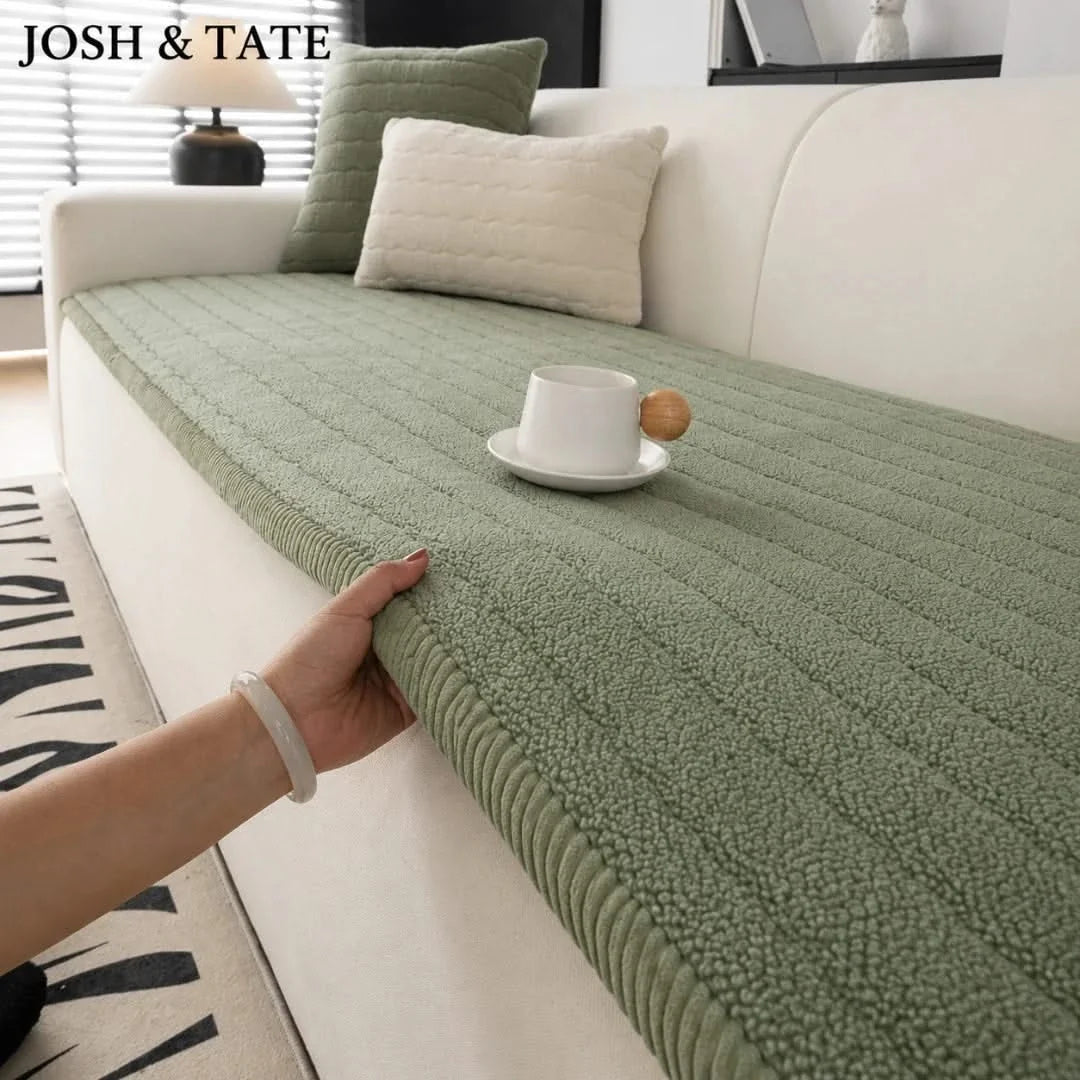 Pluche Sherpa Bankhoes 70x150 cm Antislip Beschermhoes Bank Sofa Donkergrijs Camel Hemelsblauw Groen | Sulvida