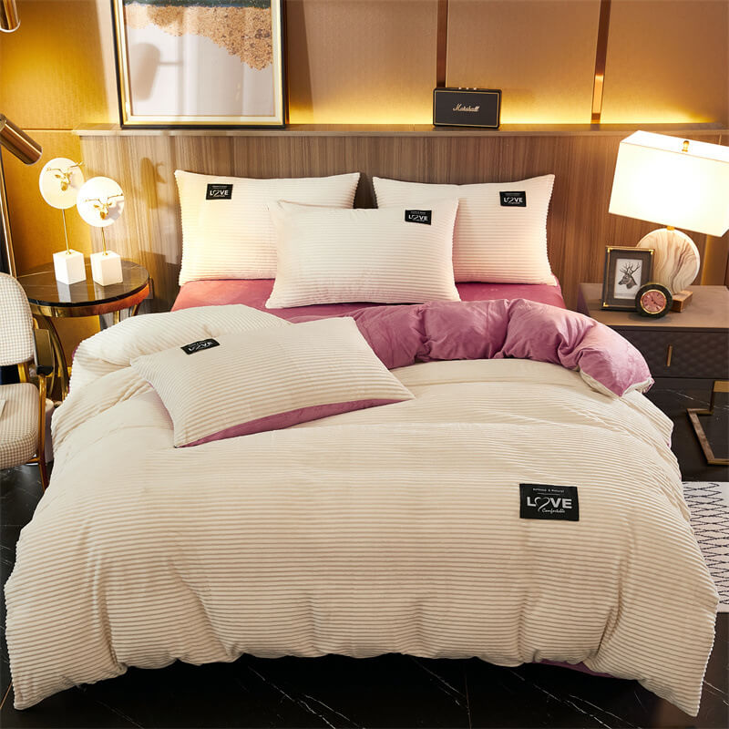 Housse de couette en velours corail, polaire douce et chaude, linge de lit d’hiver luxueux, unie, couverture en polaire teddy | Sulvida
