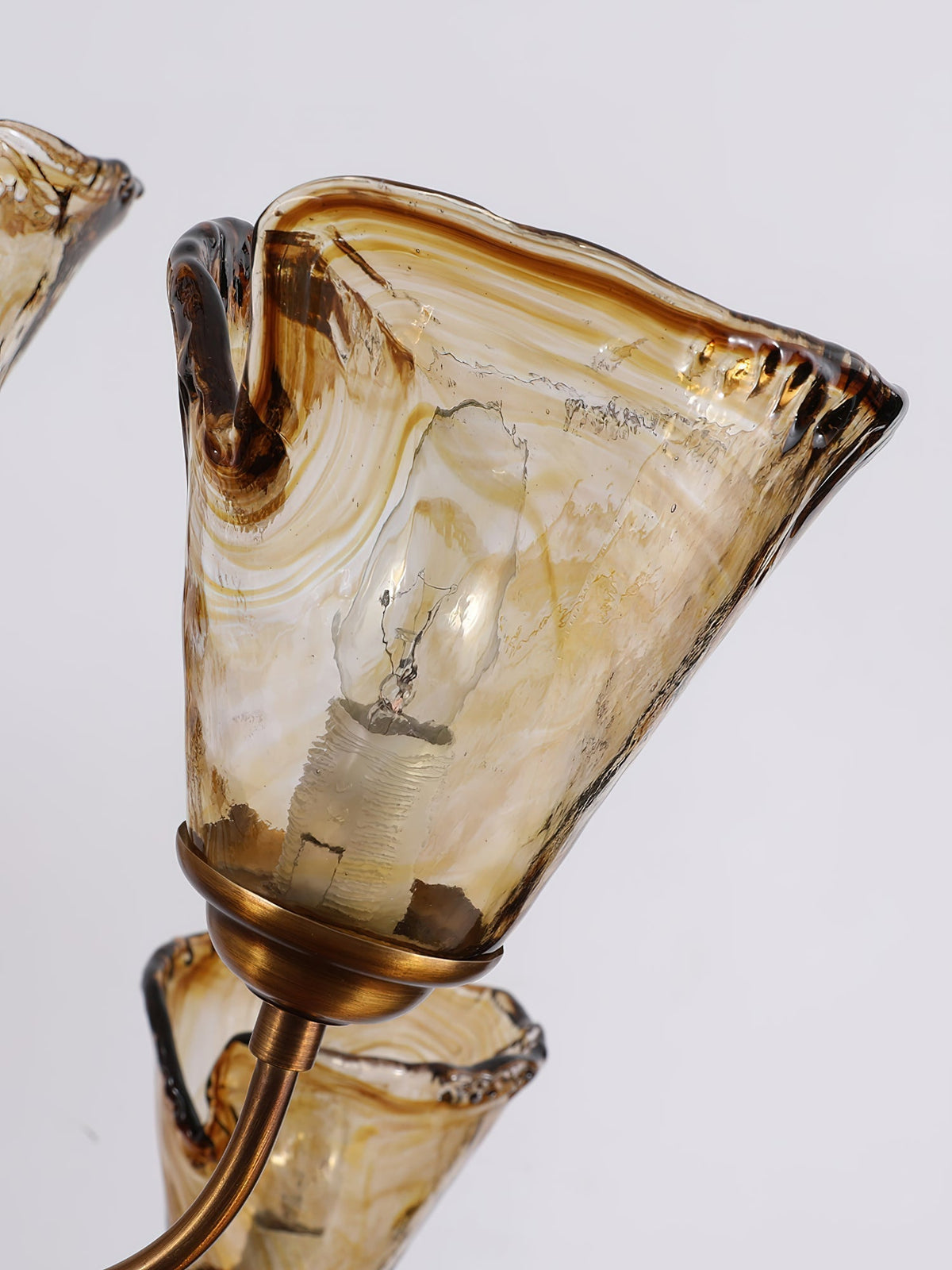 Kroonluchter Amber Glas met Messing Armatuur Eetkamer Woonkamer Hanglamp Verstelbaar E14 Fitting Sfeerlicht | Sulvida