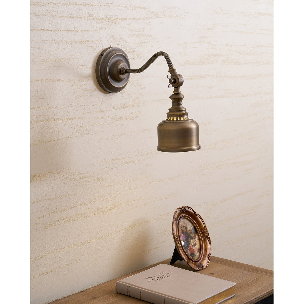 Wandlamp Zwanenhals Messing Leeslamp Verstelbaar met Vintage Patina voor Slaapkamer Nachtlamp Bedlamp Wand | Sulvida