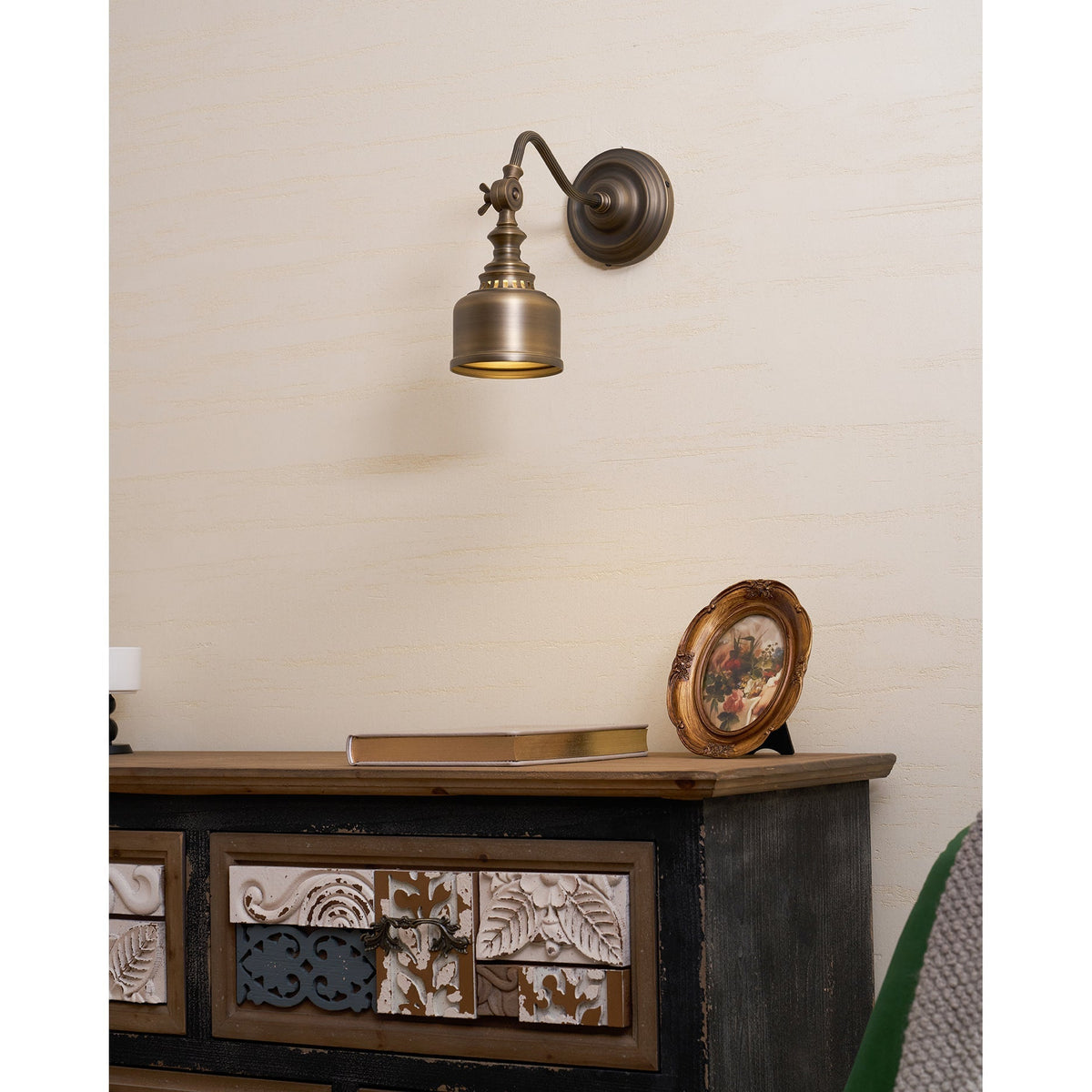 Wandlamp Zwanenhals Messing Leeslamp Verstelbaar met Vintage Patina voor Slaapkamer Nachtlamp Bedlamp Wand | Sulvida