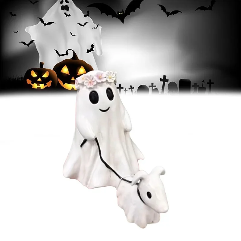 Spookachtig Hondenbeeld met Lakentje – Decoratief Halloween Tafelfiguurtje Hond voor Griezelige Sfeer | Sulvida