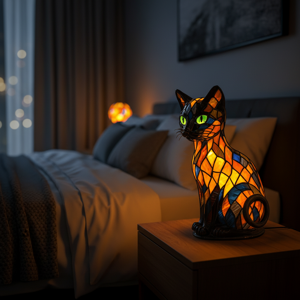 LED Nachtlampje Kat met Zacht Licht Sfeerverlichting Kinderkamer Bureaulamp Aanraakbediening Slaapkamer | Sulvida