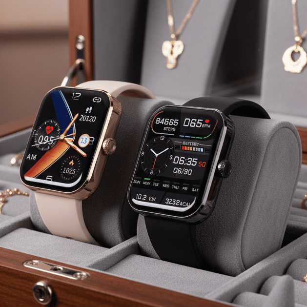 Smartwatch met gezondheidsmeting zwart roze touchscreen hartslag slaaptracker draadloos oplaadbaar fitness | Sulvida