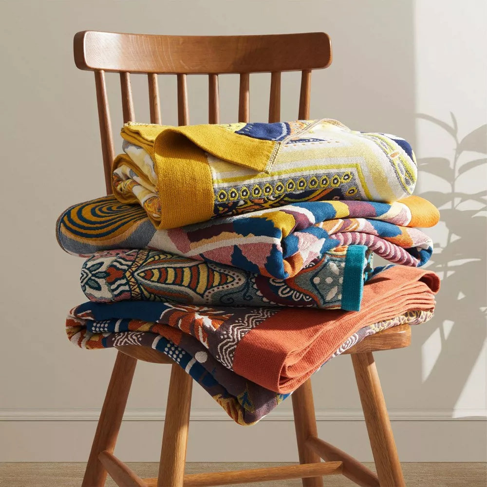 Katoenen Woonplaid Sunburst Patroon 150x200 Zacht Ademend Lichtgewicht Deken Alle Seizoenen Bank Bed | Sulvida