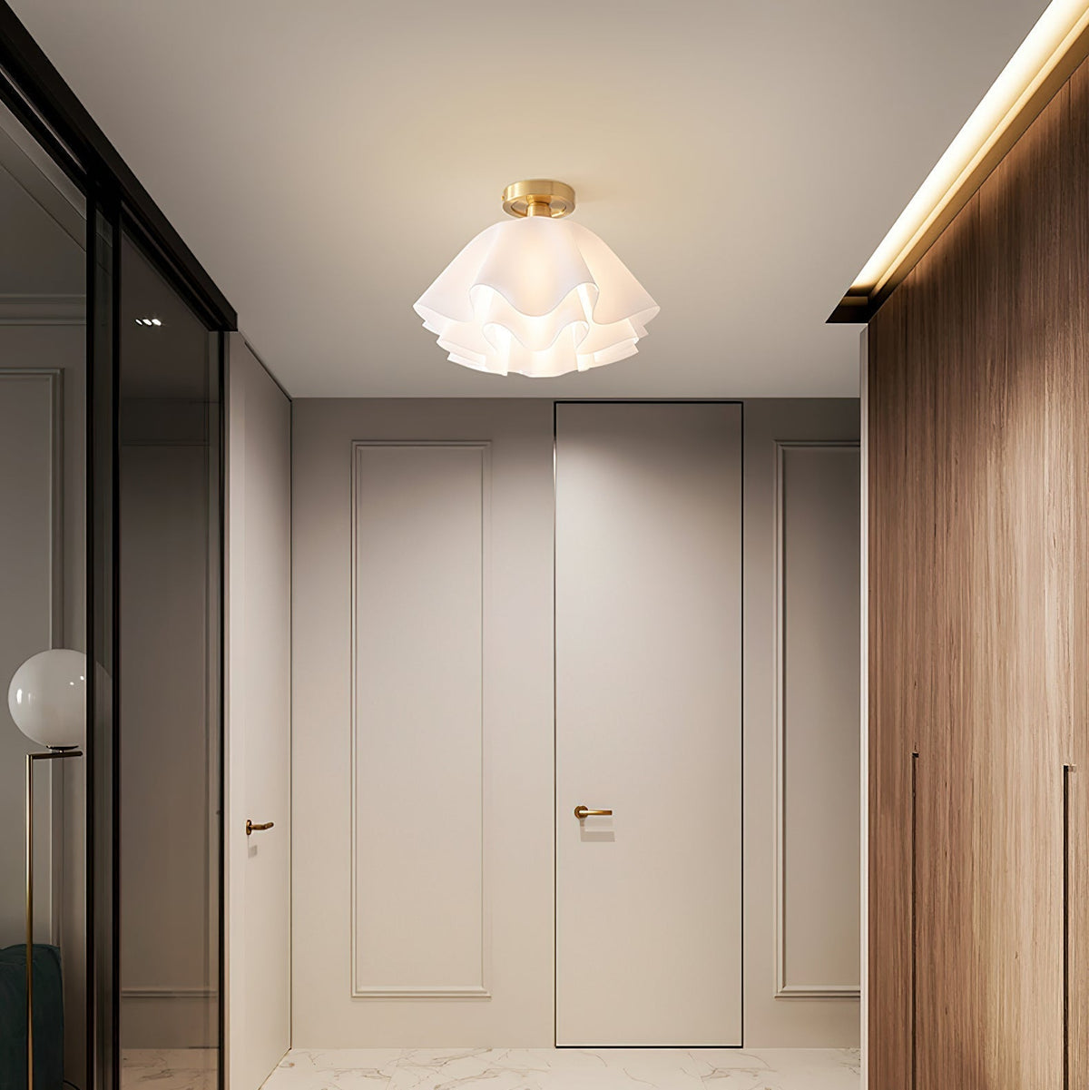 Plafondlamp Bloemvorm Geplisseerd Metaal Acryl Modern Design Woonkamer Eetkamer Slaapkamer E26 E27 Plafondverlichting | Sulvida