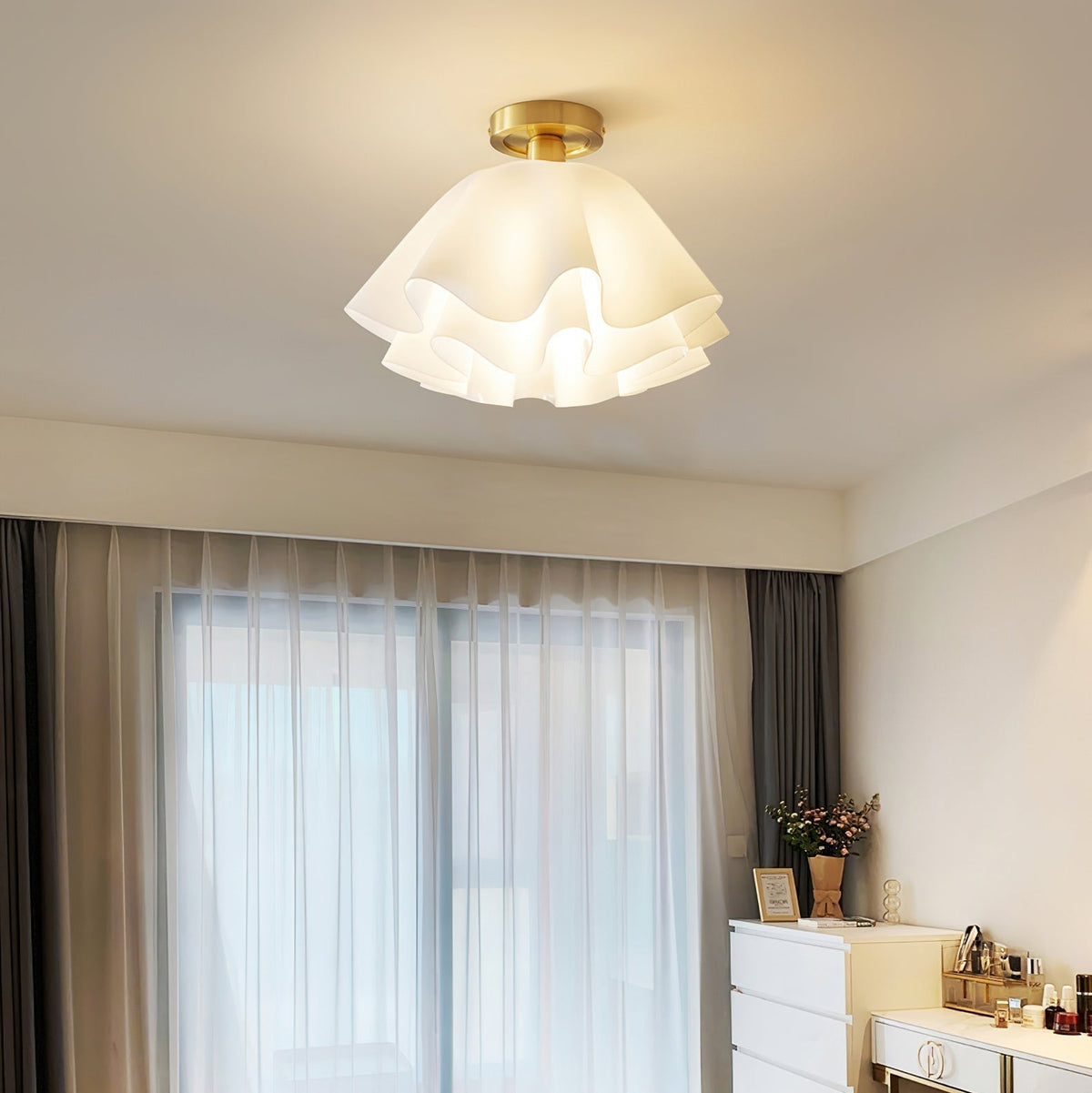 Plafondlamp Bloemvorm Geplisseerd Metaal Acryl Modern Design Woonkamer Eetkamer Slaapkamer E26 E27 Plafondverlichting | Sulvida