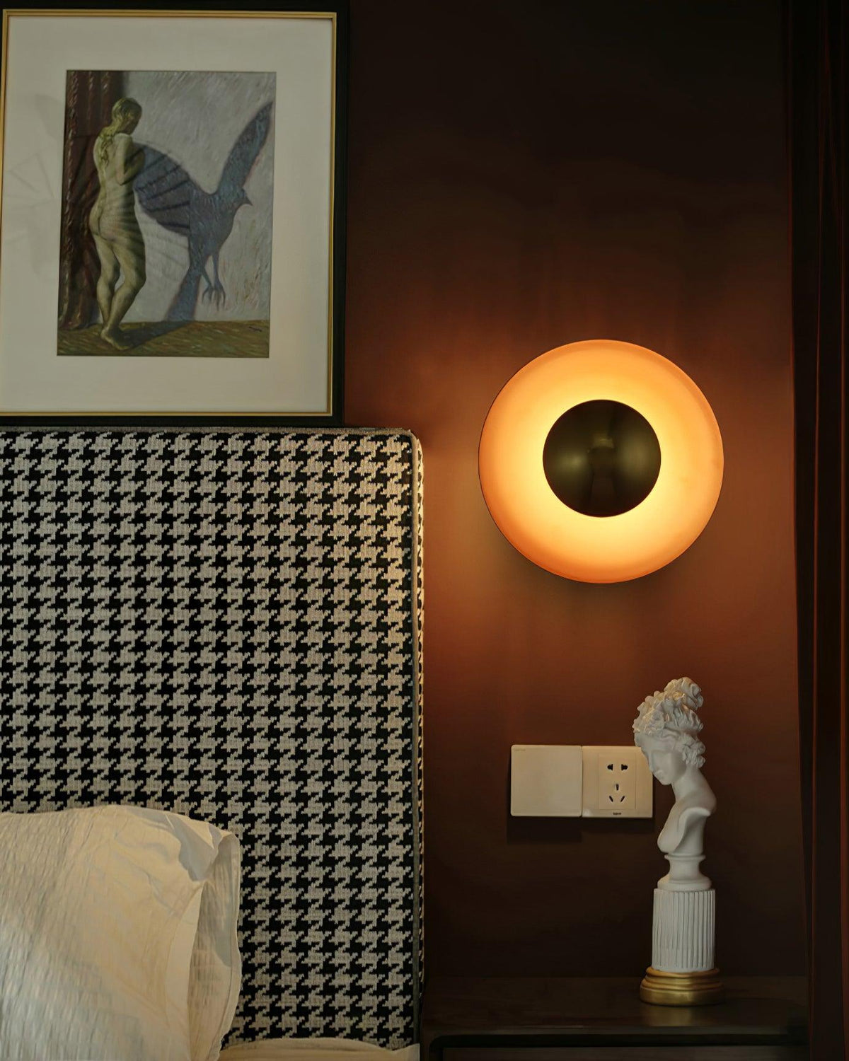 Moderne wandlamp eclips met LED verlichting voor woonkamer slaapkamer hal minimalistisch design rond metaal | Sulvida
