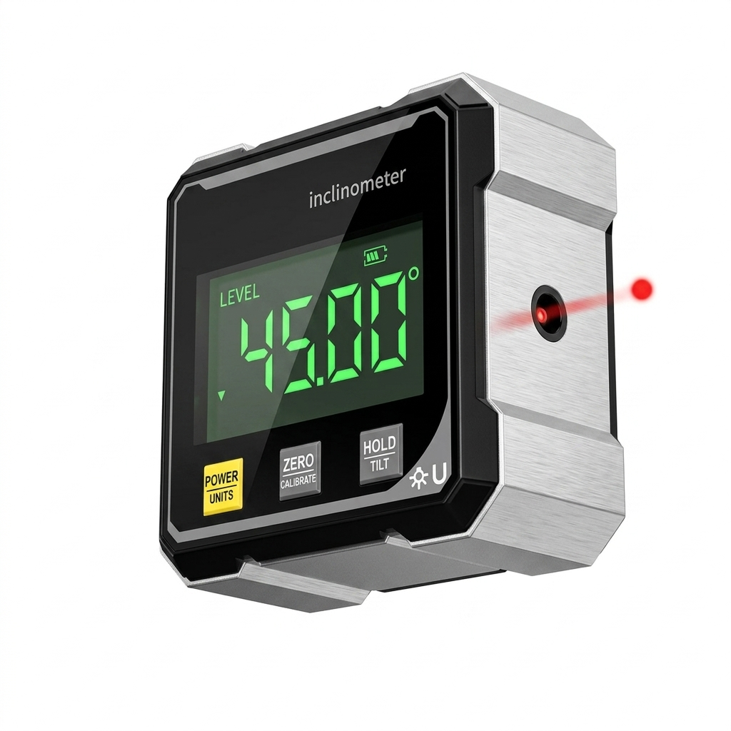 Digitale Hoekmeter met Laser Zwart Aluminium ±0,2° Nauwkeurig Magnetische Houder Precisie Handgereedschap | Sulvida