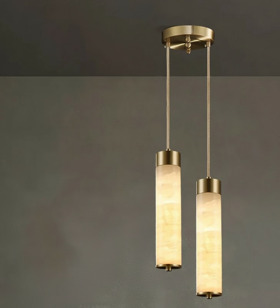 Natuurstenen Hanglamp Marmer met Koper Snoer Pendelverlichting voor Eettafel Slaapkamer Keukeneiland Woonkamer | Sulvida