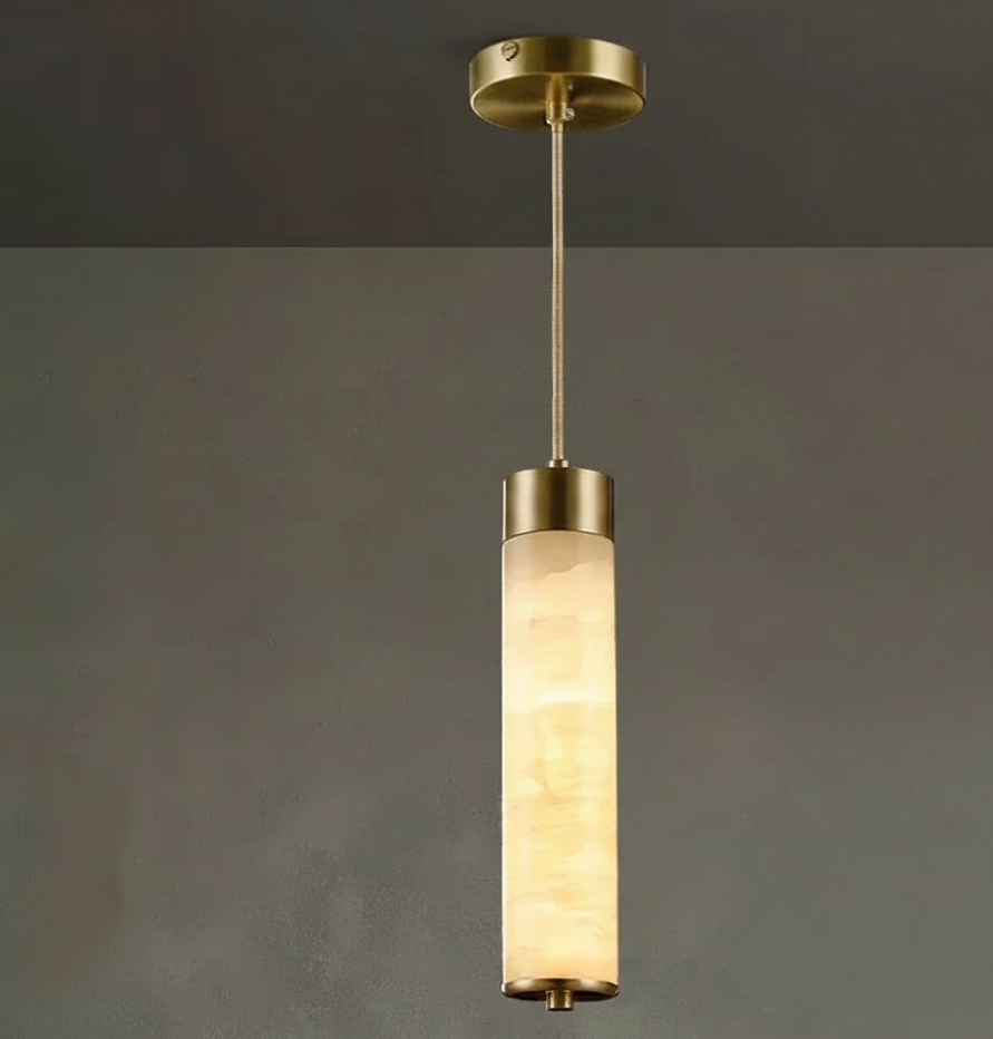 Natuurstenen Hanglamp Marmer met Koper Snoer Pendelverlichting voor Eettafel Slaapkamer Keukeneiland Woonkamer | Sulvida