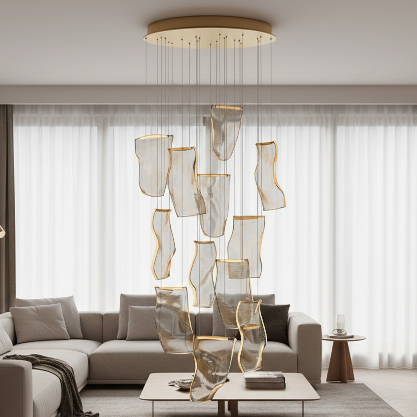 Waterval Kroonluchter LED Dimbaar Metaal Acryl Luxe Hanglamp Woonkamer Eetkamer Trap Entree Modern Design | Sulvida