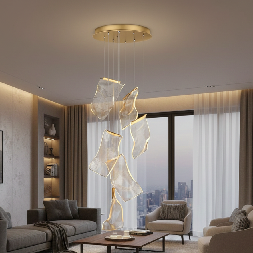Waterval Kroonluchter LED Dimbaar Metaal Acryl Luxe Hanglamp Woonkamer Eetkamer Trap Entree Modern Design | Sulvida