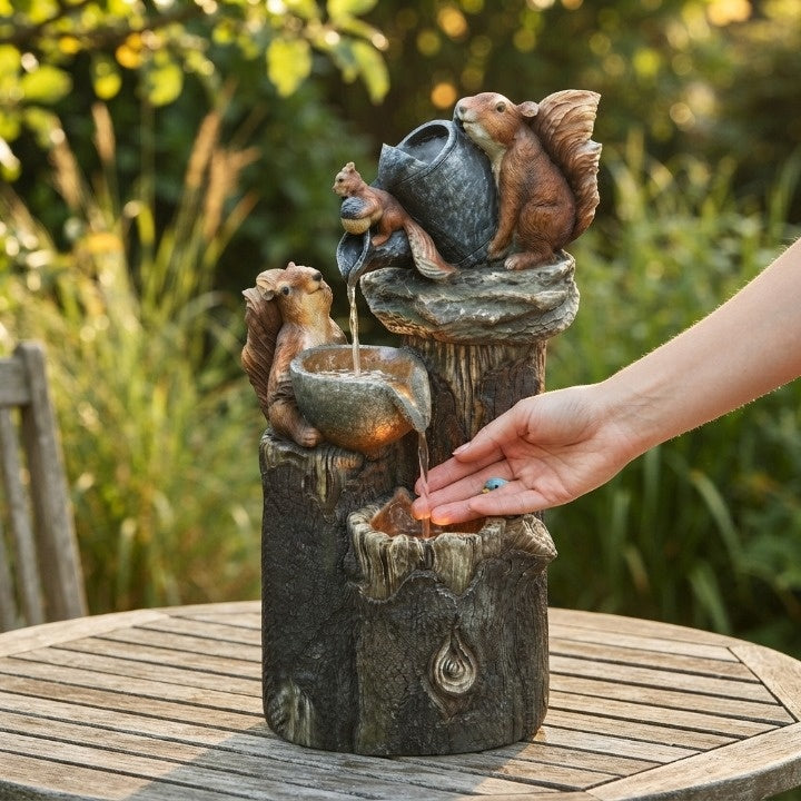 Solarbrunnen met dierenfiguur en LED-verlichting voor tuin terras balkon decoratieve fontein waterornament | Sulvida