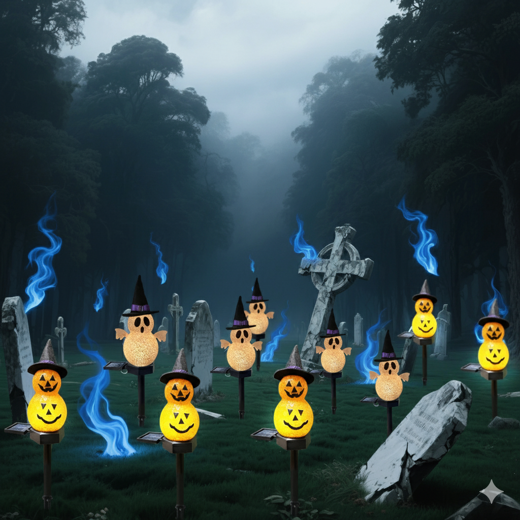 Zonne-energie Tuinlamp met 3D Pompoen en Spook – Decoratieve Padverlichting voor Tuin Terras en Pad Halloween | Sulvida