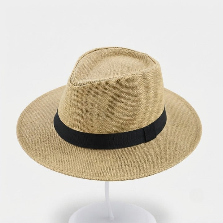 Handgevlochten Strohoed met Zonbescherming UPF – Verstelbare Fedora Hoed voor Dames en Heren Zomer Strand | Sulvida