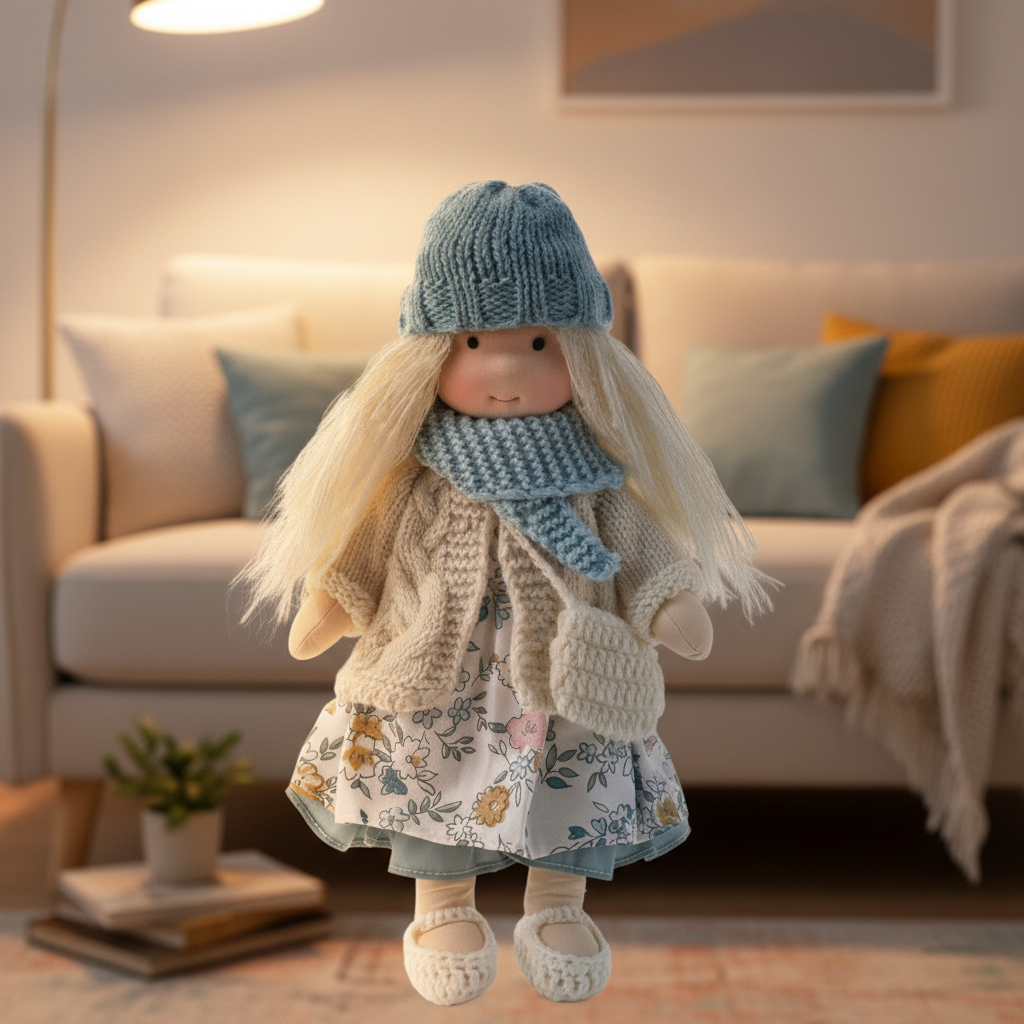 Handgemaakte Katoenen Pop 28 cm Zachte Knuffelpop Fantasievol Speelgoed Duurzaam Eenvoudig Design Kinderkamer | Sulvida