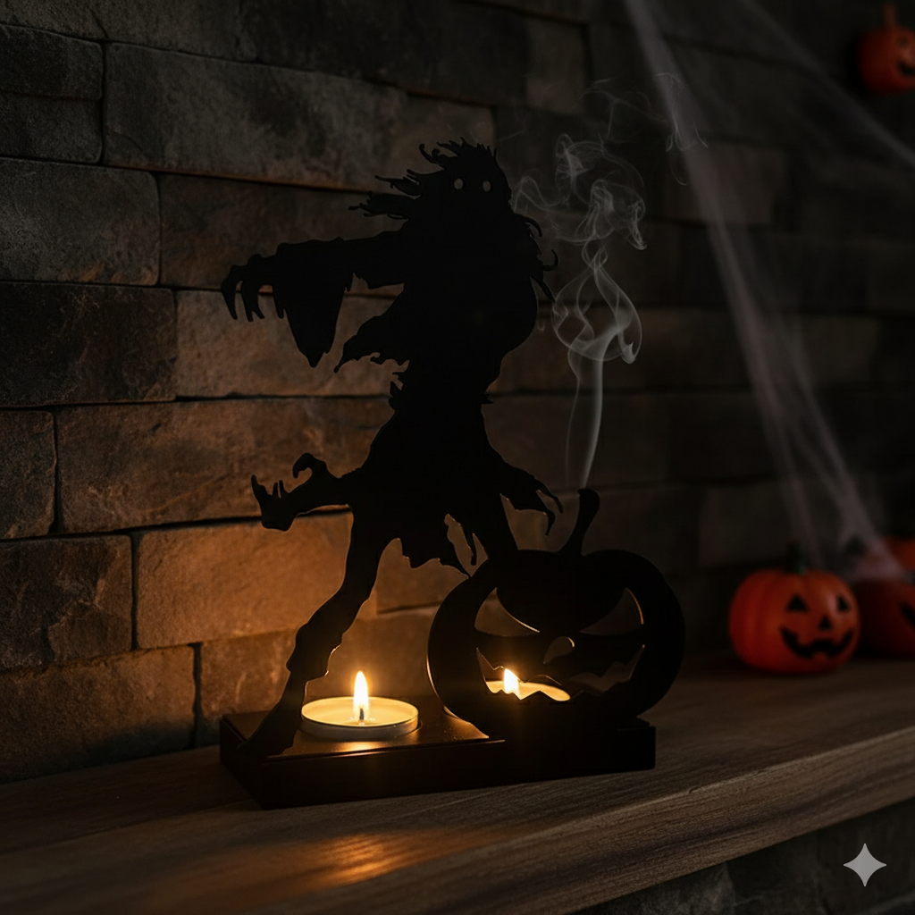 Gotische Kandelaar Zwart Metaal Kaarsenhouder voor Sfeervolle Tafel Halloween Decoratie Interieur Woondecoratie | Sulvida