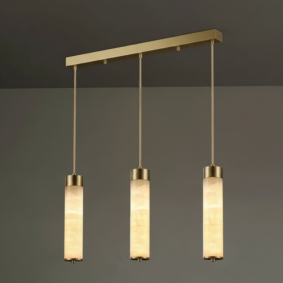 Natuurstenen Hanglamp Marmer met Koper Snoer Pendelverlichting voor Eettafel Slaapkamer Keukeneiland Woonkamer | Sulvida