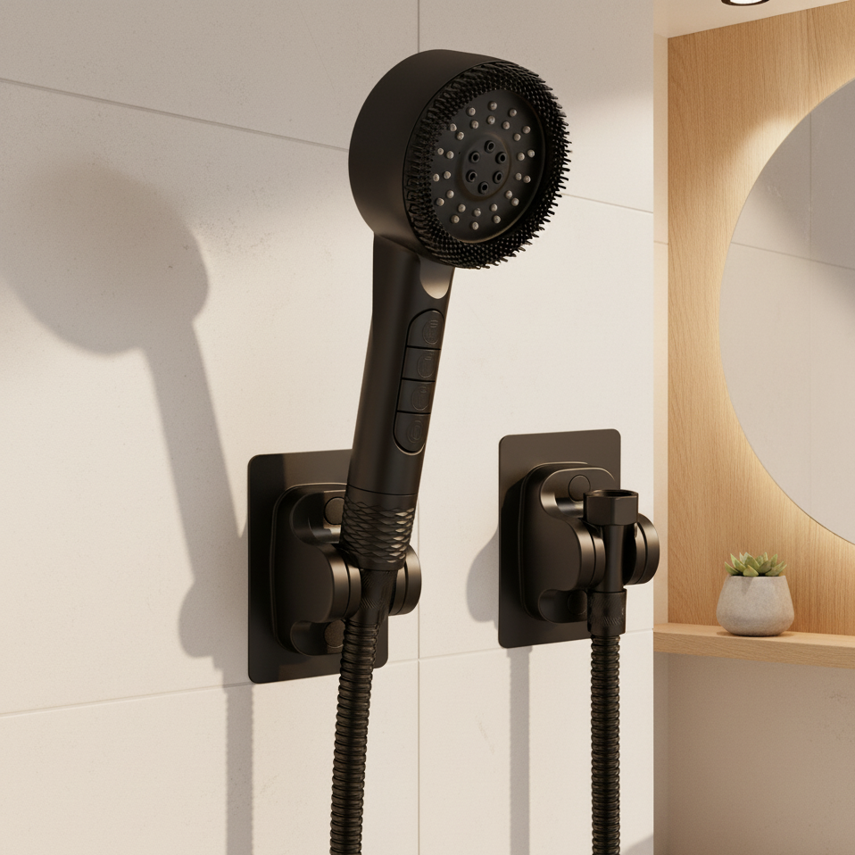 Douchekop 5 Straalmodi Hoogdruk Handdouche Verstelbaar Zwart Chroom Zilver Goud Regendouche Wellness | Sulvida