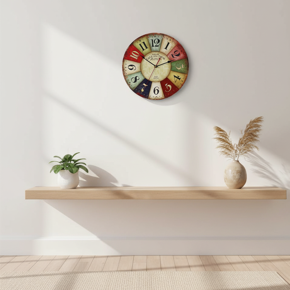 Houten wandklok 30 cm diameter natuurhout Scandinavisch minimalistisch design stille uurwerk woonkamer decoratie | Sulvida
