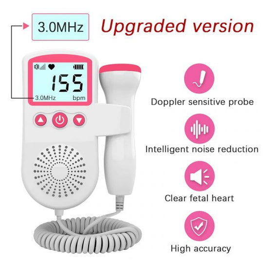 Foetale Hartmonitor Zwangerschap Doppler Thuisgebruik LCD-scherm Draagbaar Roze Blauw Baby Hartslag Detector | Sulvida