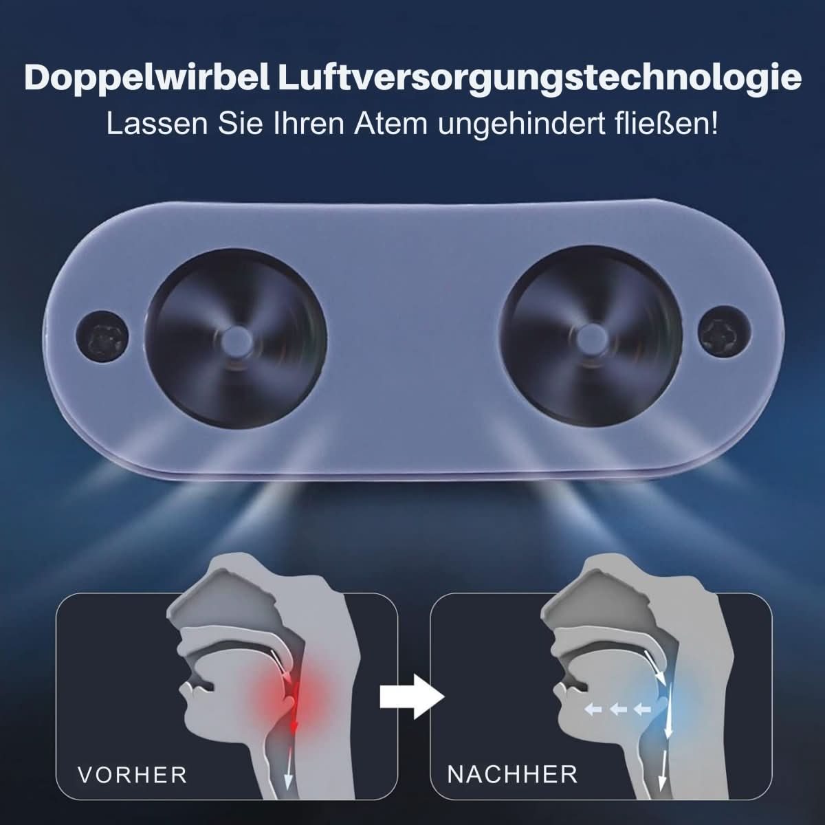 Compacte ademhalingsondersteuning tegen snurken en slaapapneu elektrisch neusapparaat luchtstroom blauw | Sulvida