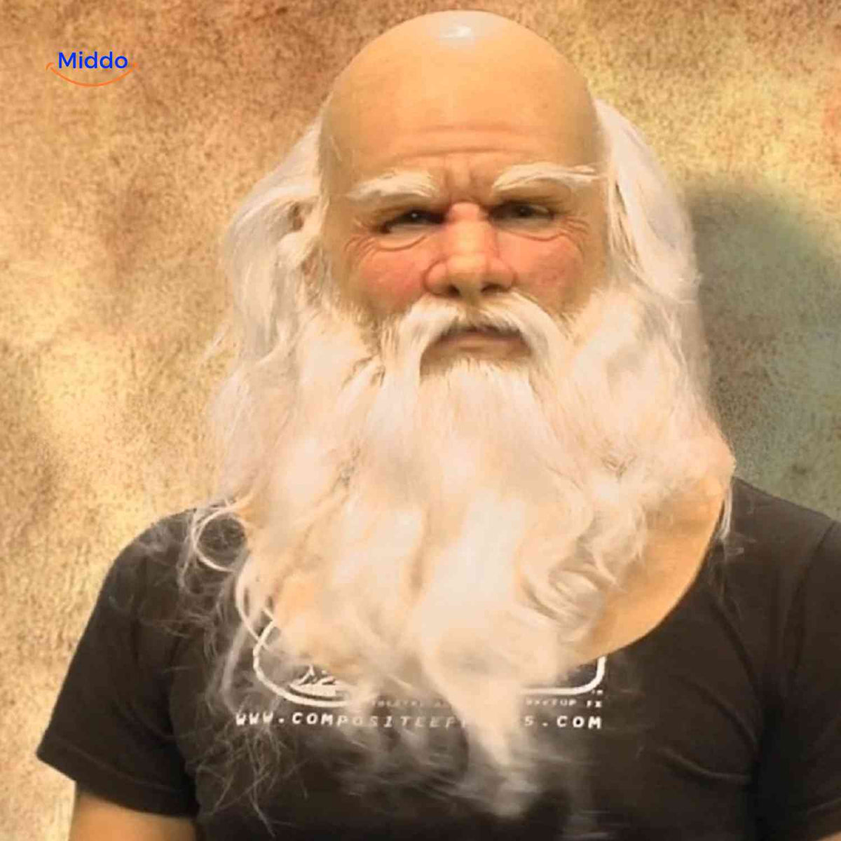 Latex Volledig Gezichtsmasker Oudere Man Realistisch Halloween Karakter Vermomming met Baard Feest Kostuum | Sulvida